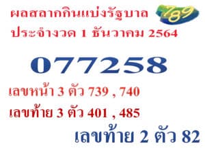 ตรวจหวย 1-12-2564