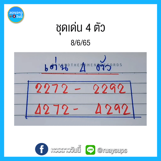 หวยลาว 4ตัวตรง 8-6-65