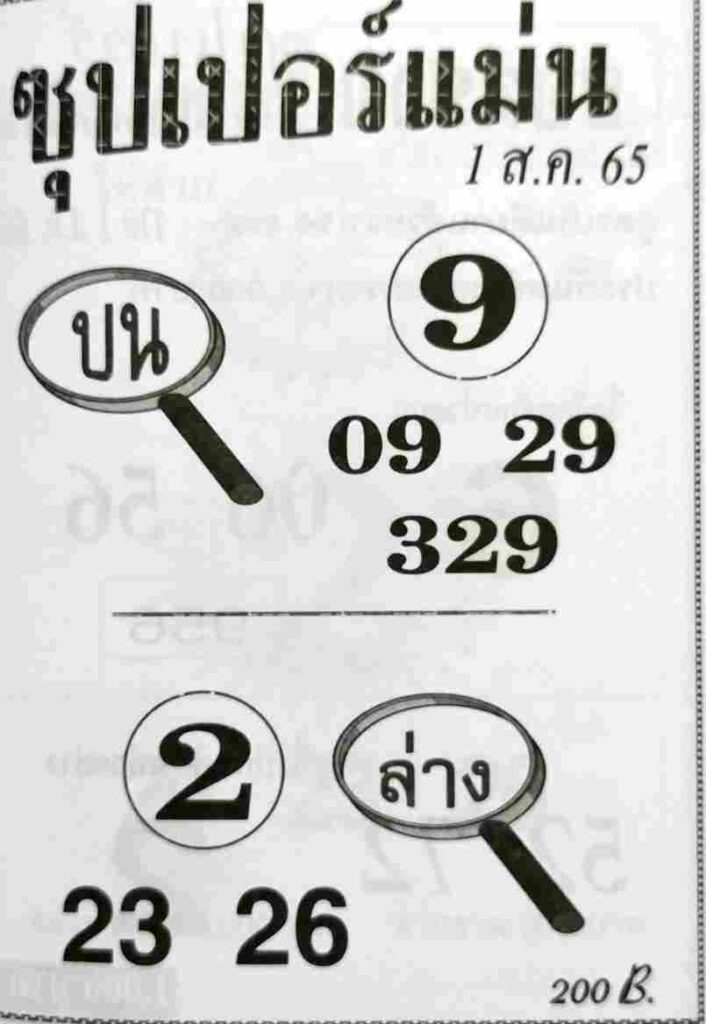 เลขเด็ด หวยซุปเปอร์แม่น1/8/65