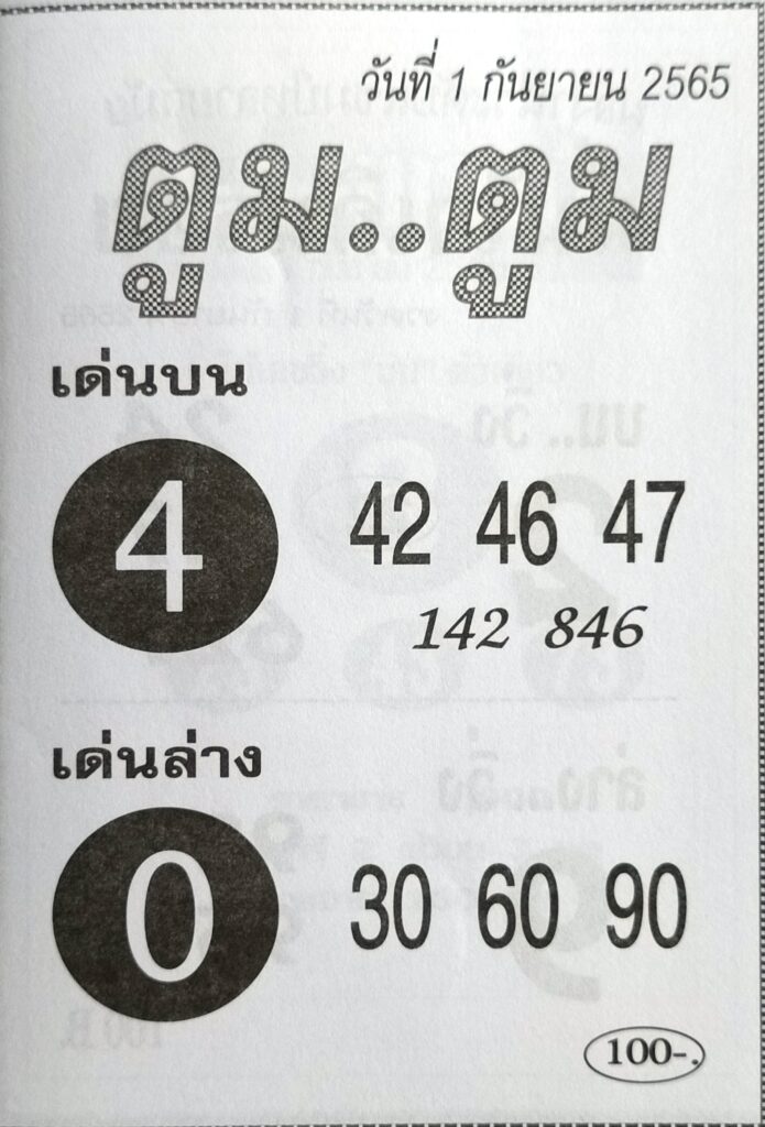 เลขเด็ด หวยตูมตูม1/9/65