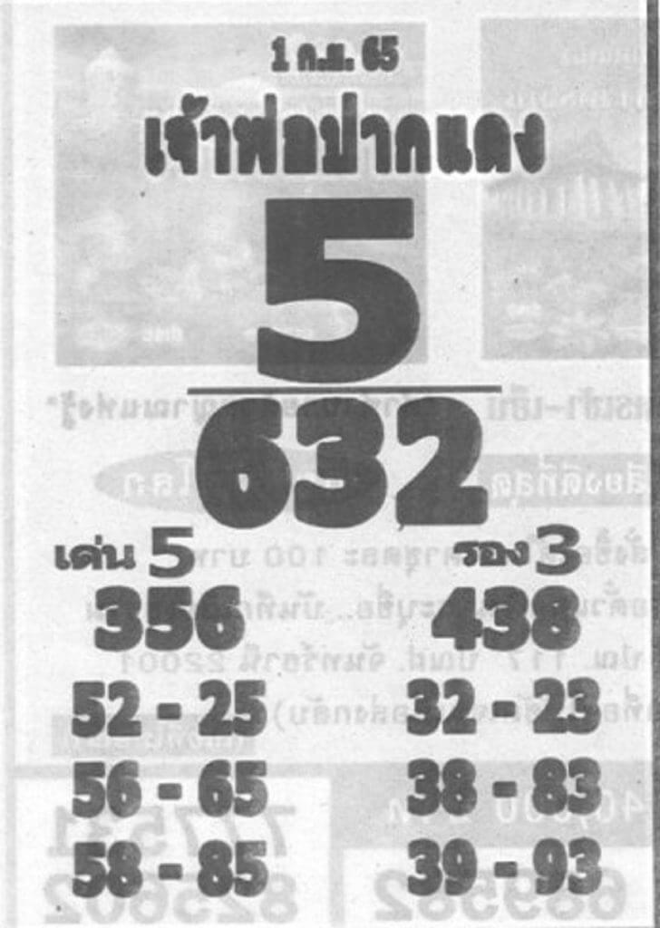 เลขเด็ด หวยเจ้าพ่อปากแดง1/9/65