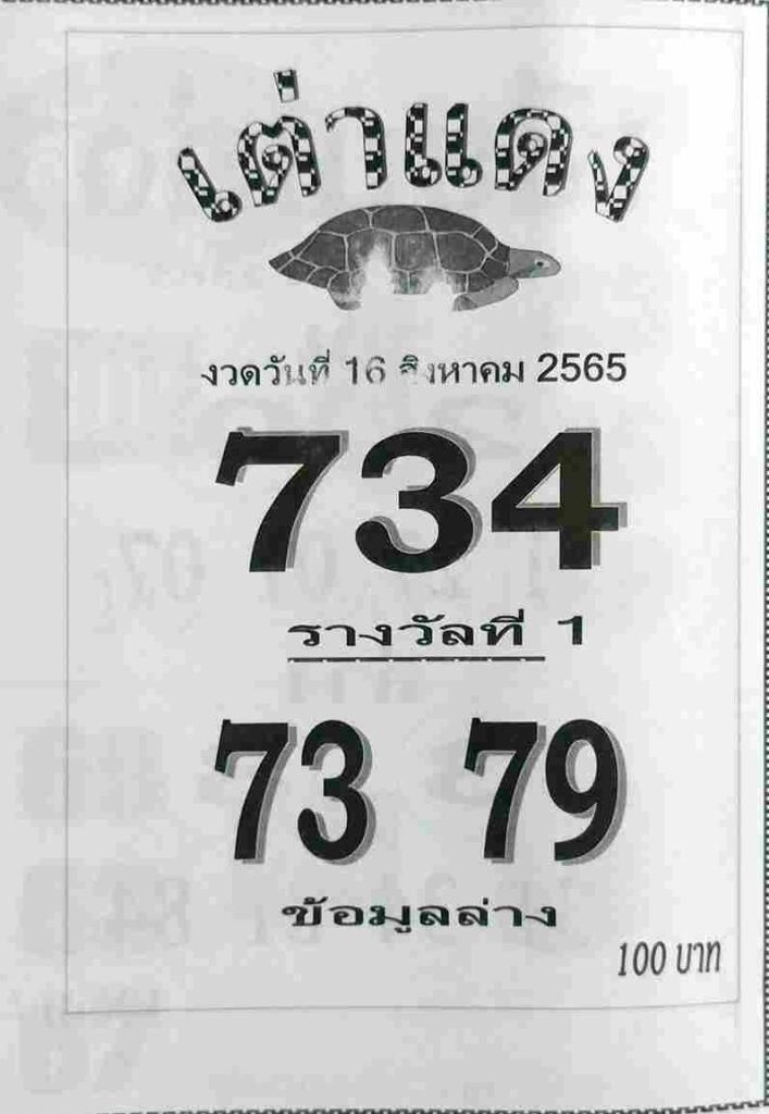 เลขเด็ด หวยเต่าแดง16/8/65