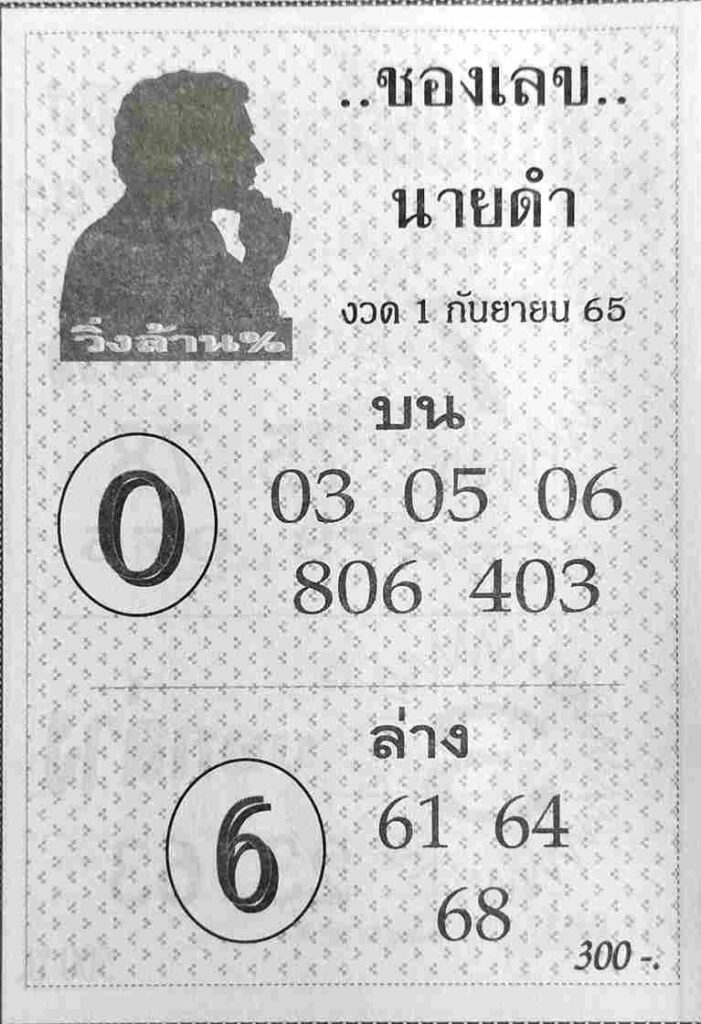 เลขเด็ด เลขนายดำ1/9/65