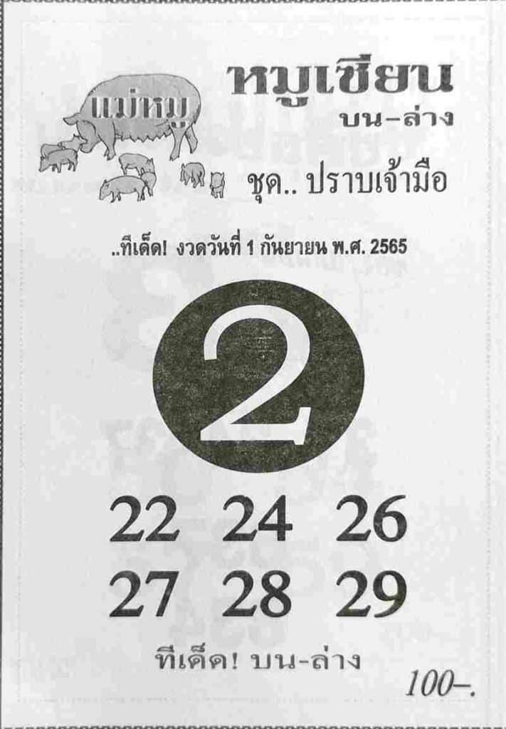 เลขเด็ด หวยหมูเซียน1-9-65