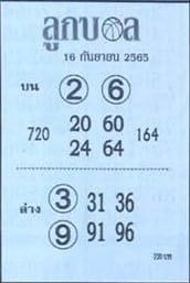 เลขเด็ด หวยลูกบอล16-9-65