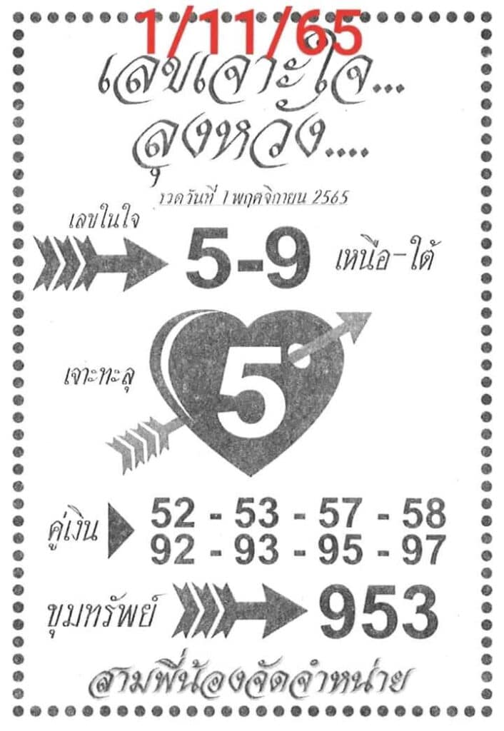 เลขเด็ด เลขเจาะใจลุงหวัง1-11-65