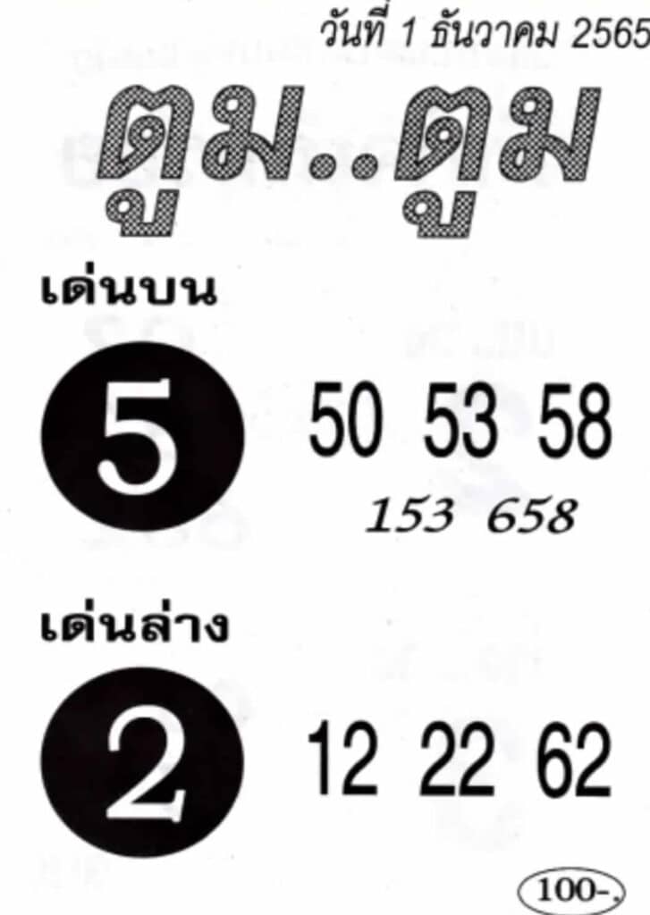 เลขเด็ด หวยตูมตูม1-12-65