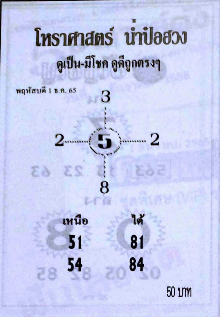 เลขเด็ด หวยน่ำป๋อฮวง1-12-65