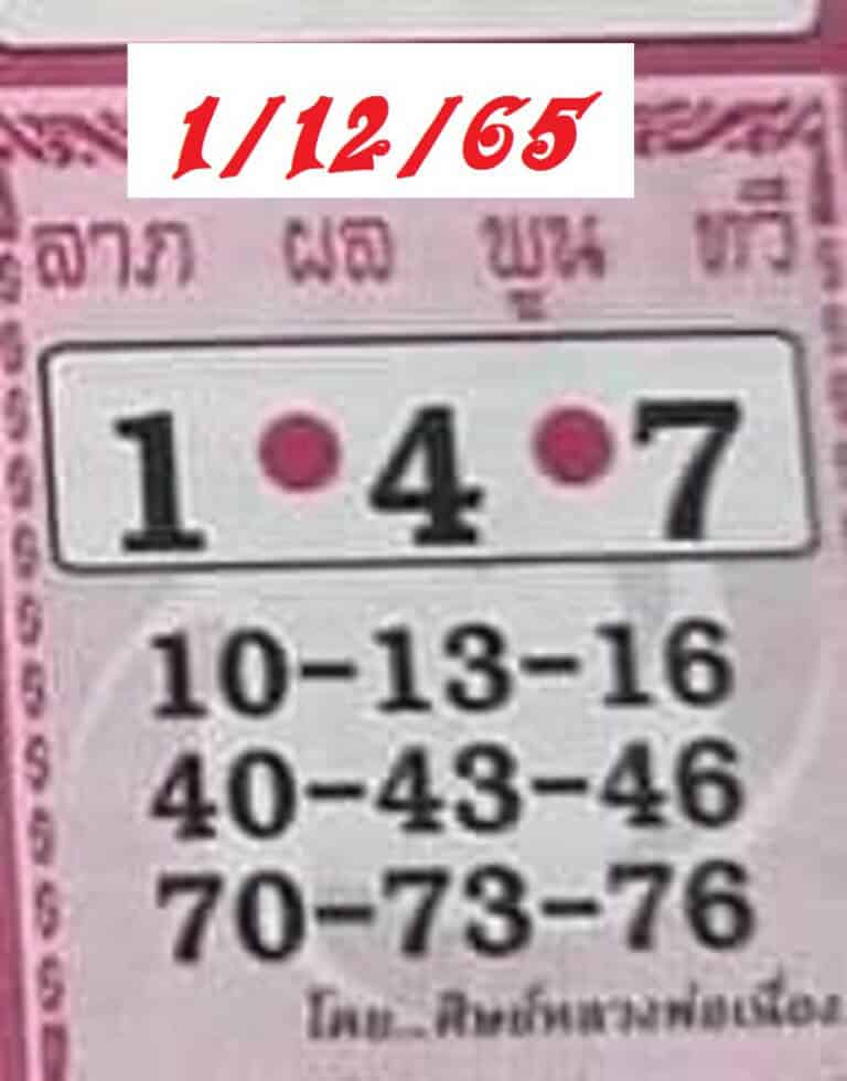 เลขเด็ด หวยศิษย์หลวงพ่อเนื่อง1-12-65