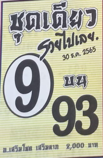 เลขเด็ด หวยชุดเดียวรวยไปเลย 30-12-65