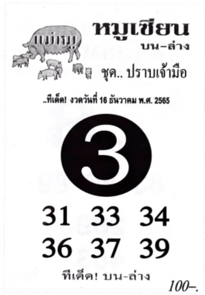 เลขเด็ด หวยหมูเซียน16-12-65