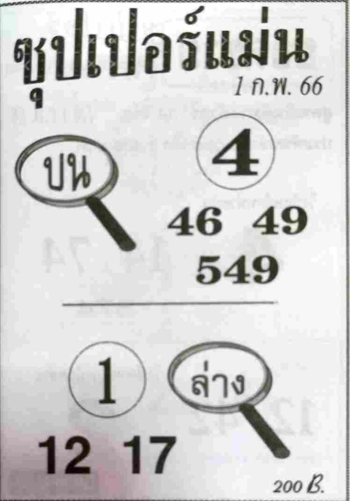 หวยซุปเปอร์แม่น 1-2-66