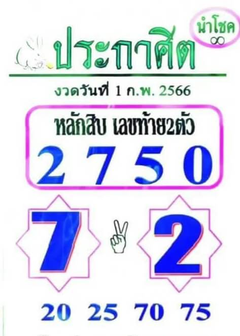 หวยประกาศิตนำโชค 1-2-66
