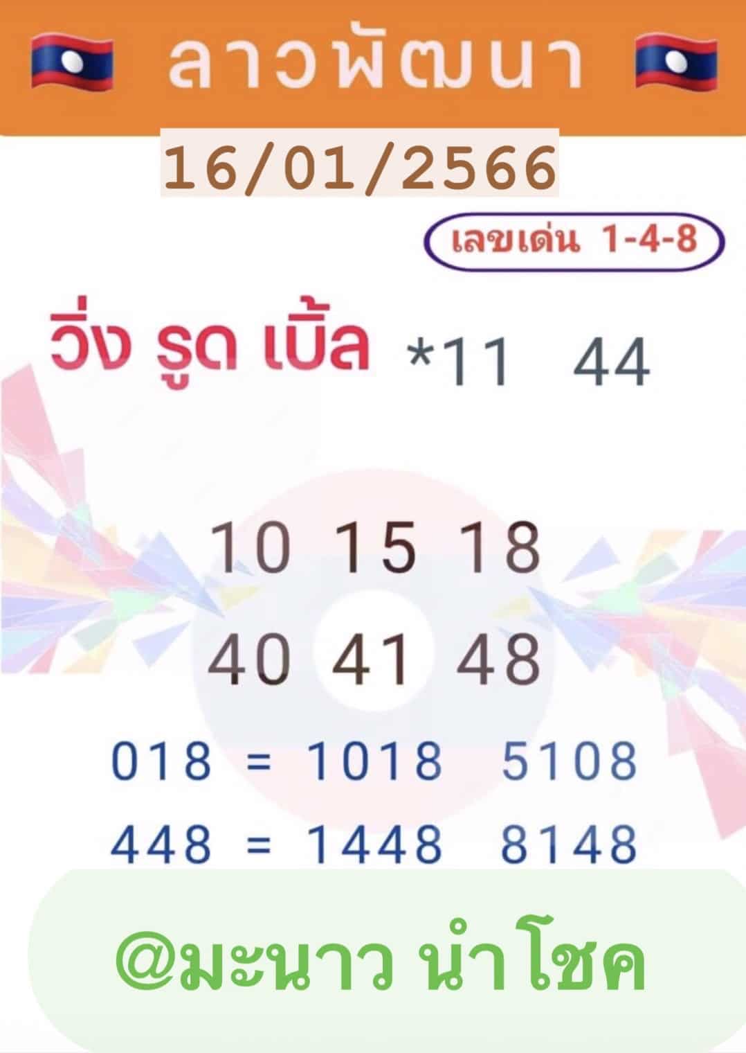 หวยลาว หวยลาว4ตัว 16-1-66