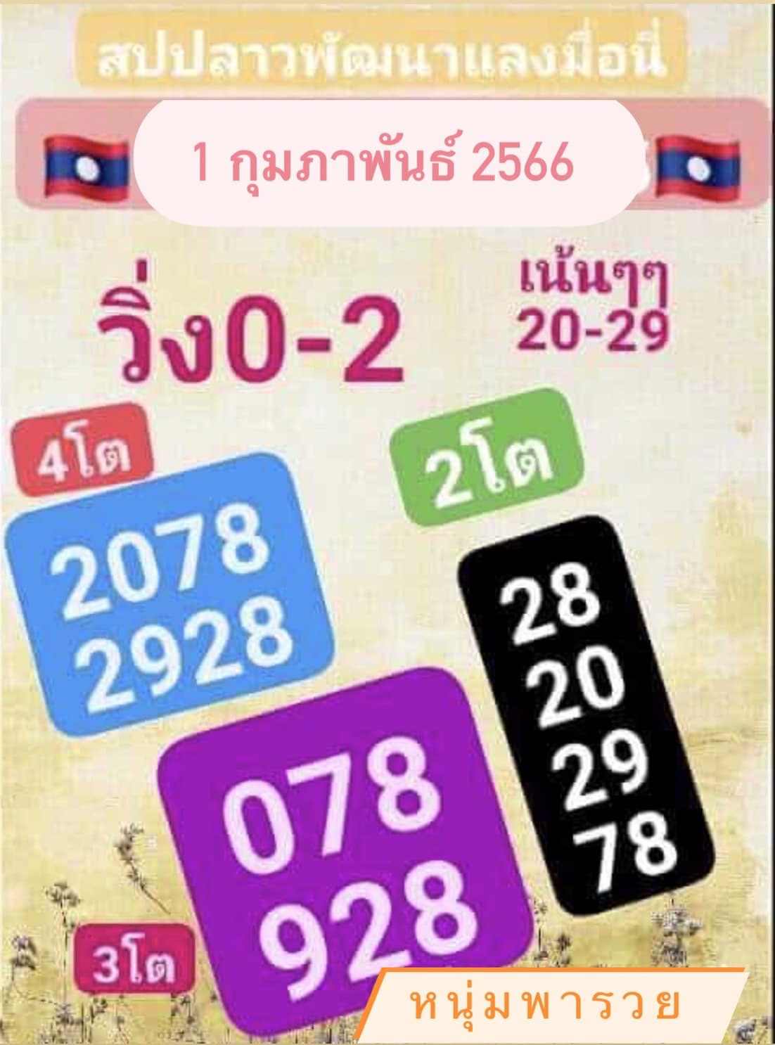 หวยลาว2ตัว 1-2-66