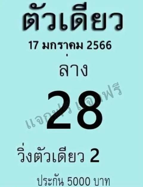 เลขเด็ด หวยตัวเดียว 17-1-66