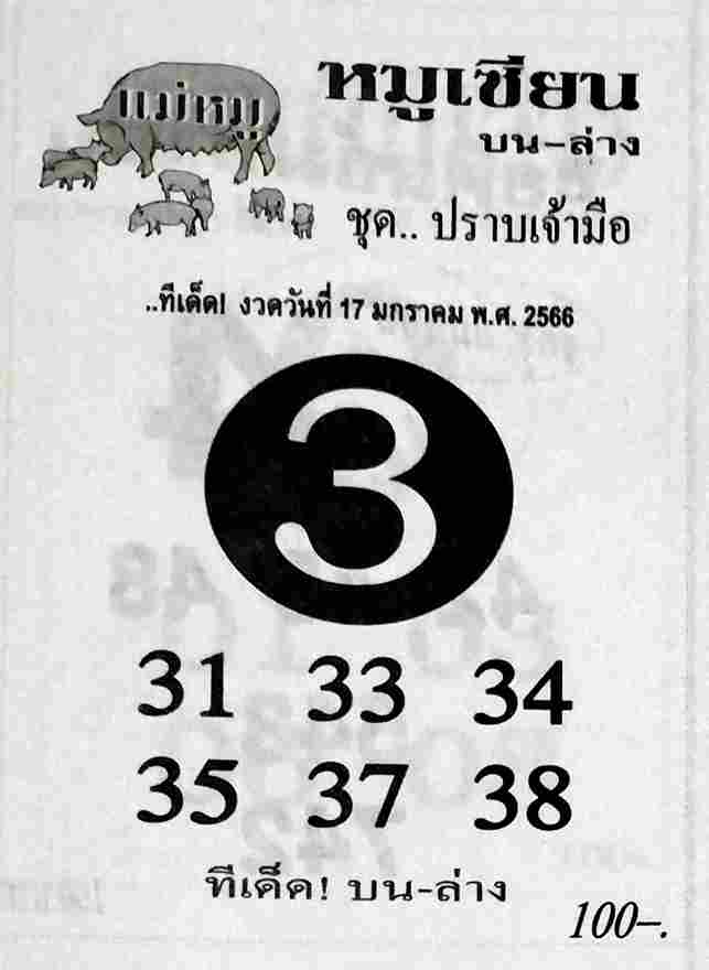 เลขเด็ด หวยหมูเซียน 17-1-66