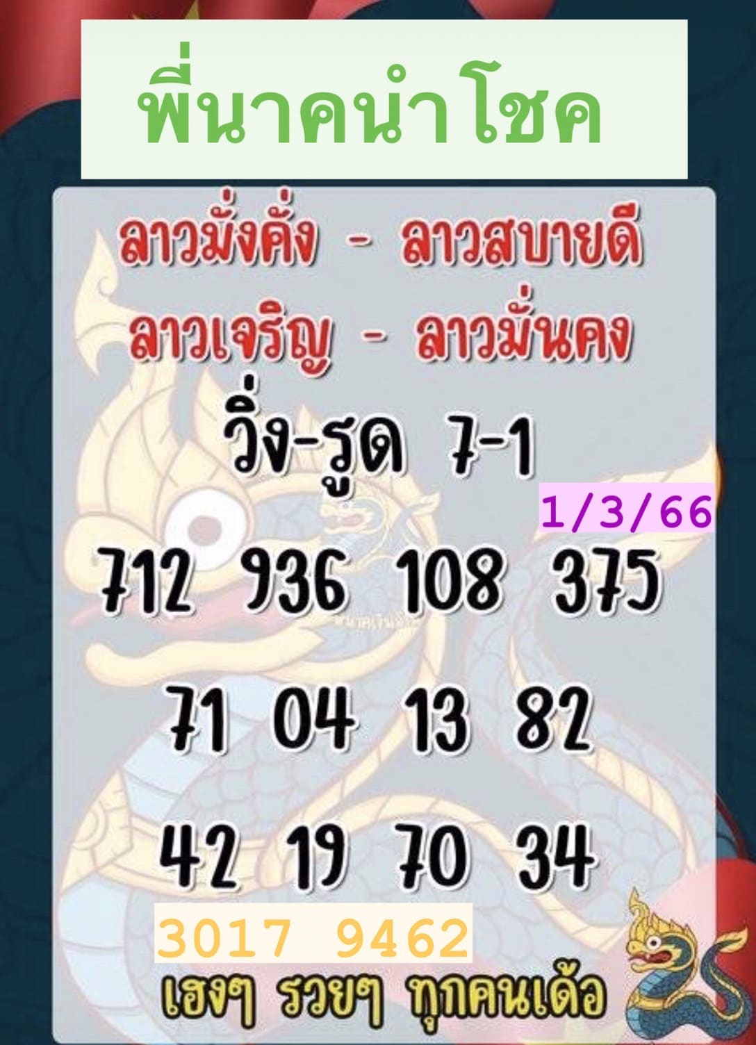หวยลาว2ตัว 1-03-66