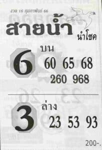 หวยสายน้ำนำโชค 16-2-66