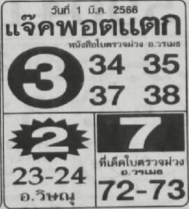 หวยแจ๊คพอตแตก 1-3-66