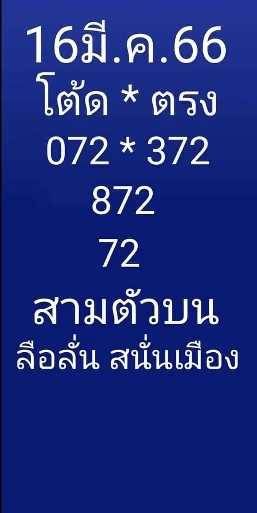 เลขลือลั่นสนั่นเมือง 16-3-66