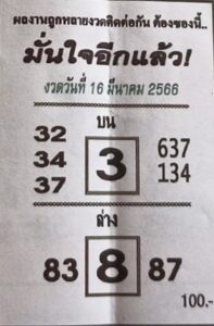 หวยมั่นใจอีกแล้ว 16-3-66