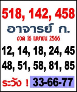หวยอาจารย์ก.ไก่ 16-4-66
