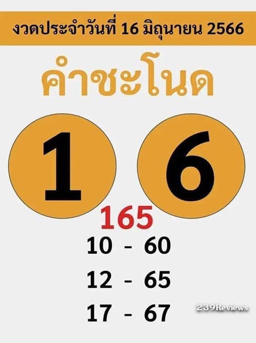 หวยคำชะโนด 16-6-66