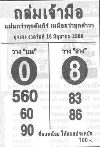 หวยถล่มเจ้ามืองวดนี้ 16-6-66