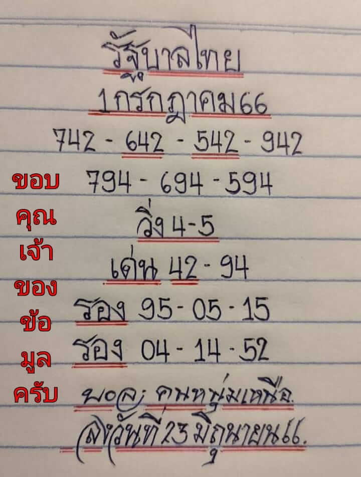 หวยมิสเตอร์บอล 1-7-66