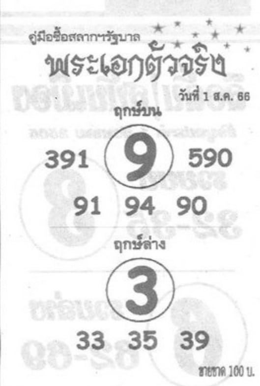 หวยพระเอกตัวจริง 31-7-66