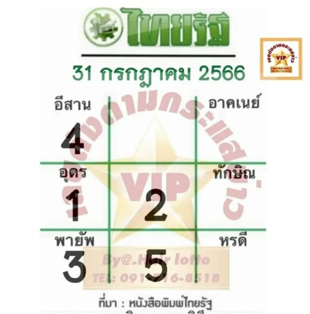หวยไทยรัฐงวดนี้ 31-7-66