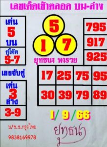 หวยยุทธนาพารวย 1-9-66