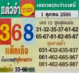 หวยแต๋วจ๋า 1-10-66