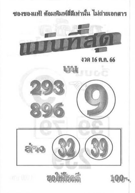 หวยแม่นที่สุด 16-10-66