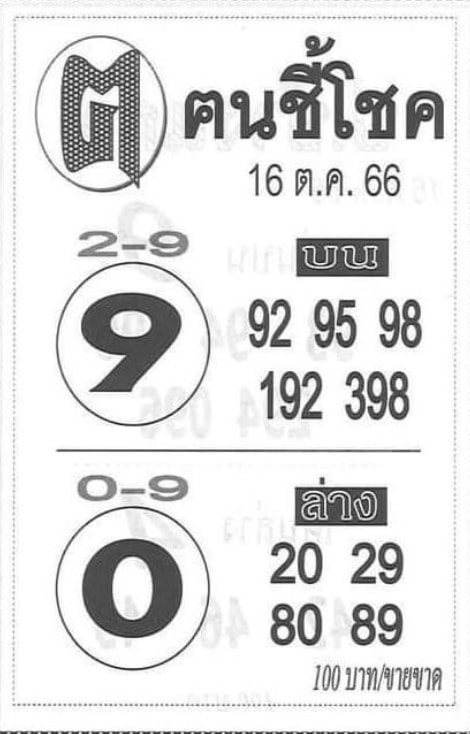 หวยคนชี้โชค 16-10-66