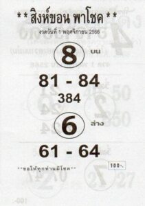หวยสิงห์ขอน 1-11-66