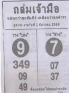 หวยถล่มเจ้ามือ 1-12-66