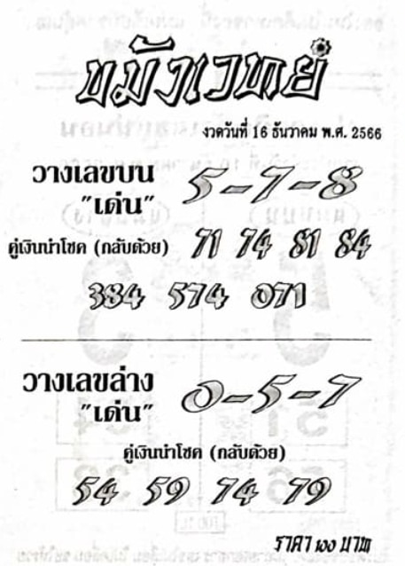 หวยขมังเวทย์ 16-12-66