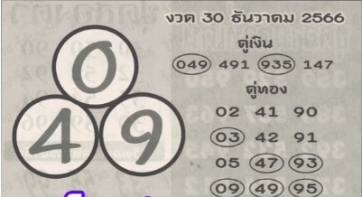 หวยคู่เงินคู่ทอง 30-12-66