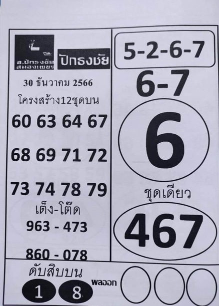 หวยปักธงชัย 30-12-66