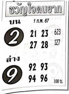 หวยขวัญใจคนยาก 1-2-67