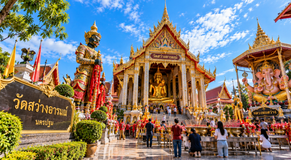 วัดสว่างอารมณ์ นครปฐม ไหว้พระขอพร เสริมโชคลาภ วัดดังสายมูใกล้กรุงเทพฯ