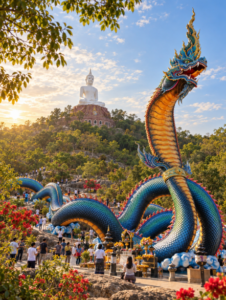 วัดรอยพระพุทธบาทภูมโนรมย์ มุกดาหาร ไหว้พระใหญ่ ขอพรพญานาค ชมวิวแม่น้ำโขง